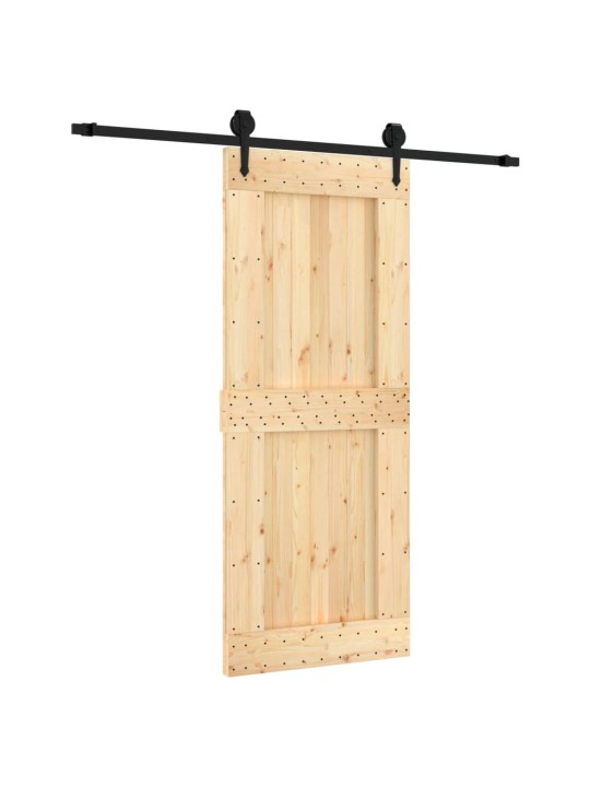 Posuvné dveře s kováním 85 x 210 cm masivní borové dřevo
