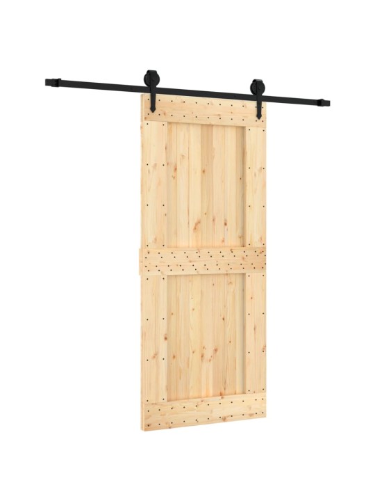 Posuvné dveře s kováním 90 x 210 cm masivní borové dřevo