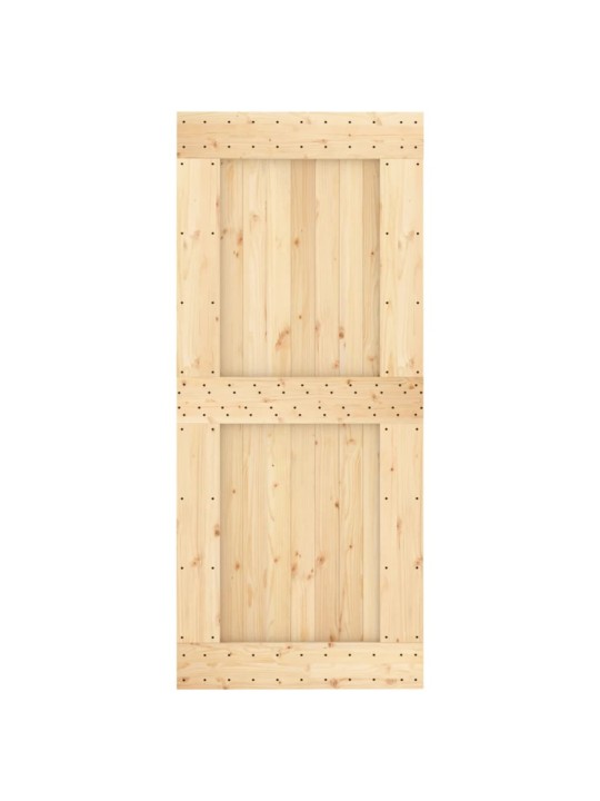 Posuvné dveře s kováním 90 x 210 cm masivní borové dřevo