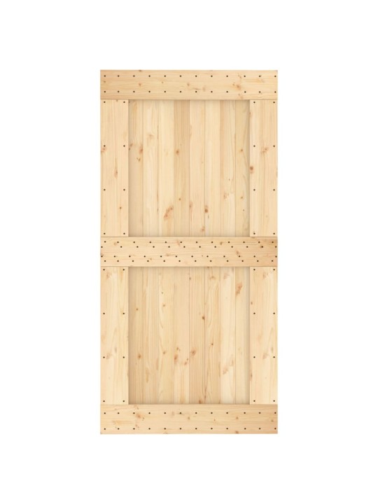 Posuvné dveře s kováním 100 x 210 cm masivní borové dřevo