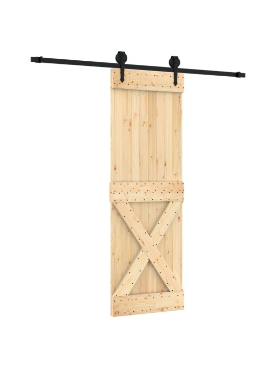 Posuvné dveře s kováním 70 x 210 cm masivní borové dřevo
