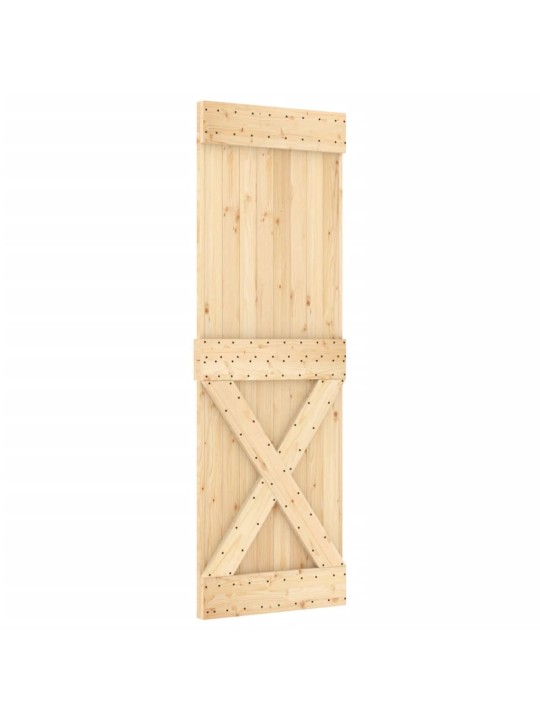 Posuvné dveře s kováním 70 x 210 cm masivní borové dřevo