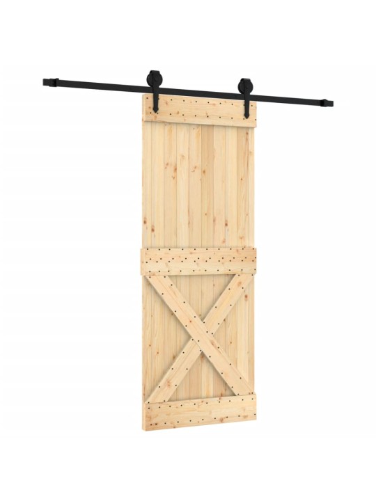 Posuvné dveře s kováním 80 x 210 cm masivní borové dřevo