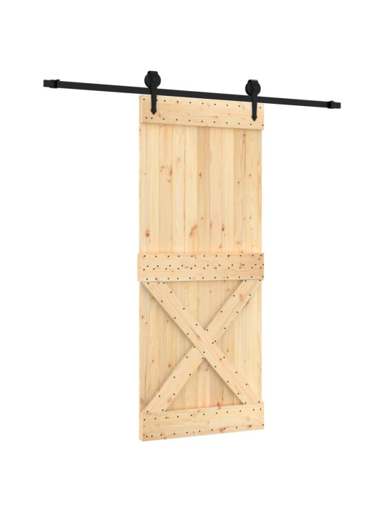 Posuvné dveře s kováním 85 x 210 cm masivní borové dřevo