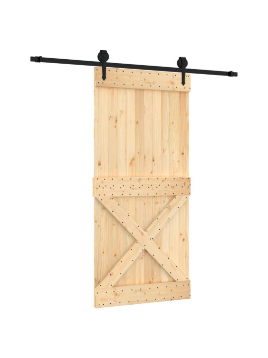 Posuvné dveře s kováním 95 x 210 cm masivní borové dřevo