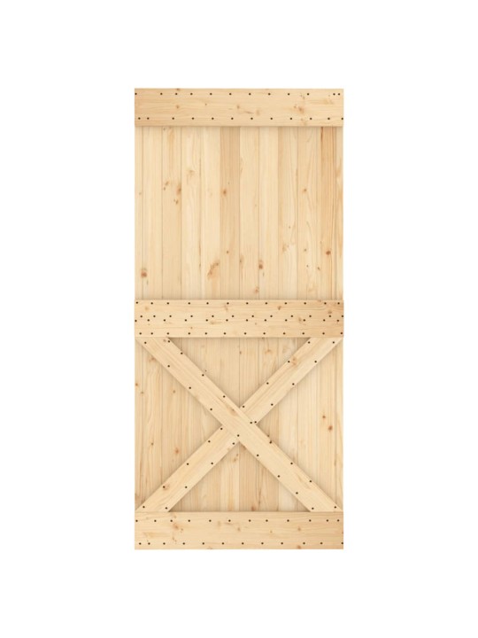 Posuvné dveře s kováním 95 x 210 cm masivní borové dřevo