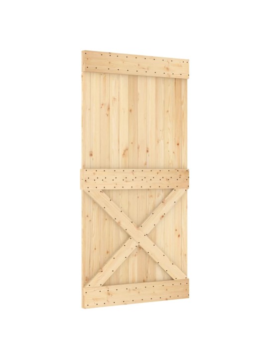 Posuvné dveře s kováním 100 x 210 cm masivní borové dřevo