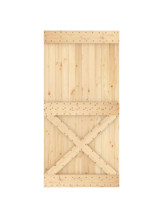 Posuvné dveře s kováním 100 x 210 cm masivní borové dřevo