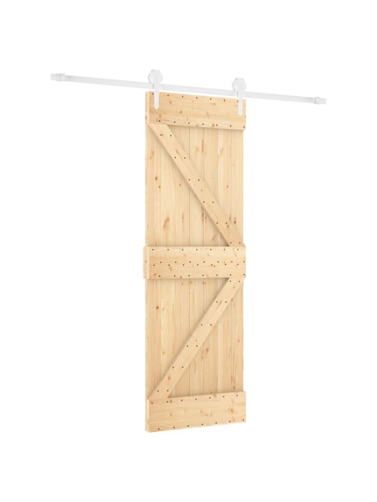Posuvné dveře s kováním 70 x 210 cm masivní borové dřevo