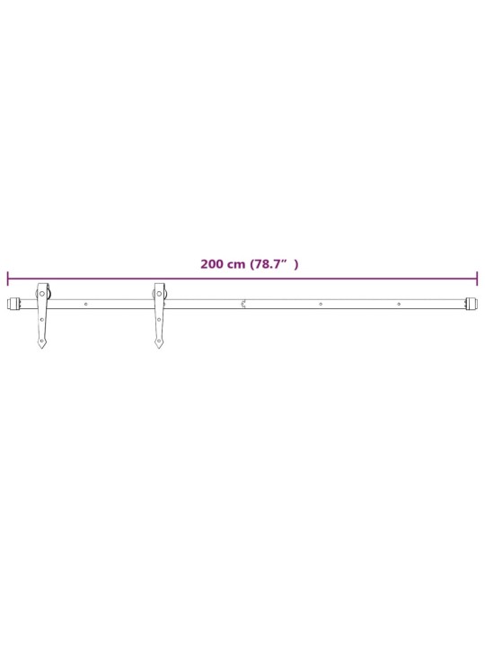Posuvné dveře s kováním 70 x 210 cm masivní borové dřevo