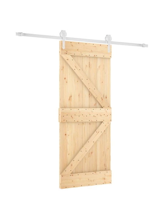 Posuvné dveře s kováním 85 x 210 cm masivní borové dřevo