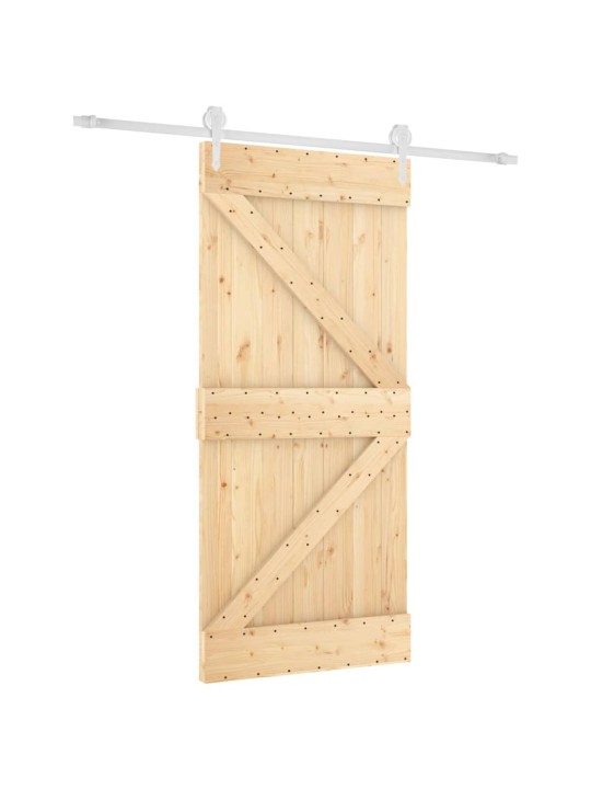 Posuvné dveře s kováním 95 x 210 cm masivní borové dřevo