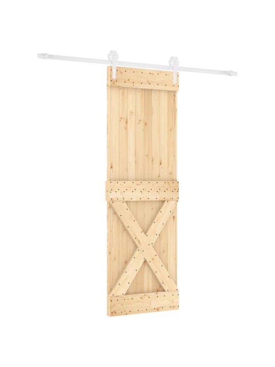 Posuvné dveře s kováním 80 x 210 cm masivní borové dřevo