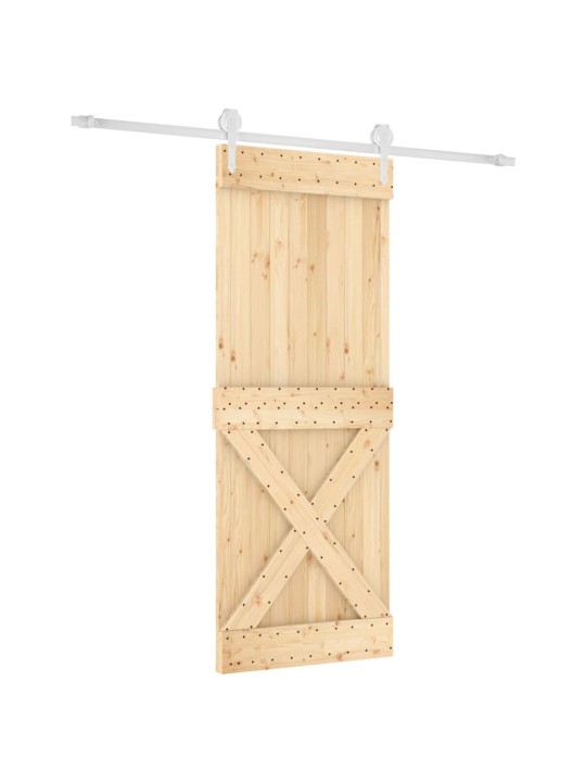 Posuvné dveře s kováním 90 x 210 cm masivní borové dřevo