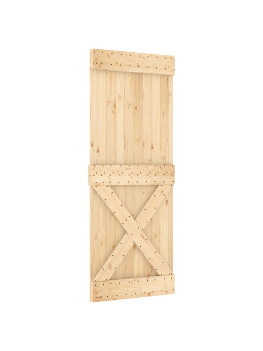 Posuvné dveře s kováním 90 x 210 cm masivní borové dřevo