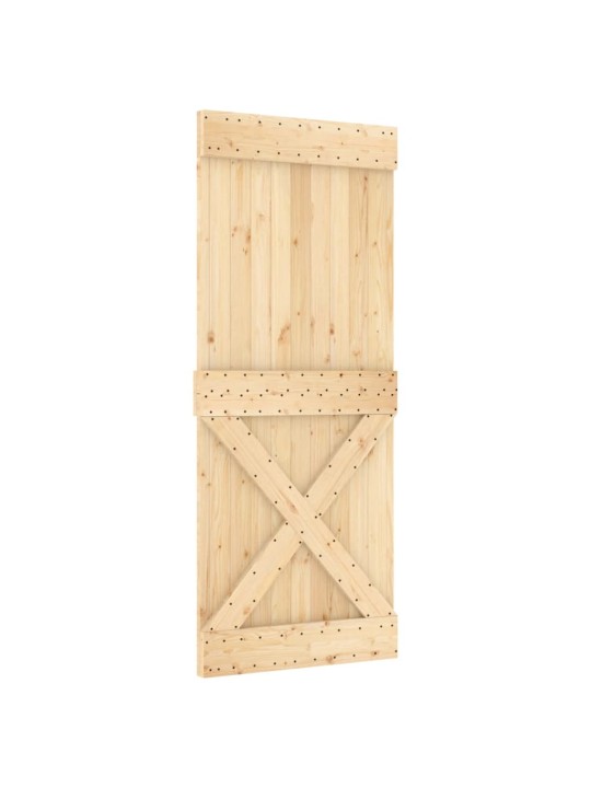 Posuvné dveře s kováním 100 x 210 cm masivní borové dřevo