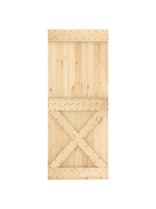 Posuvné dveře s kováním 100 x 210 cm masivní borové dřevo