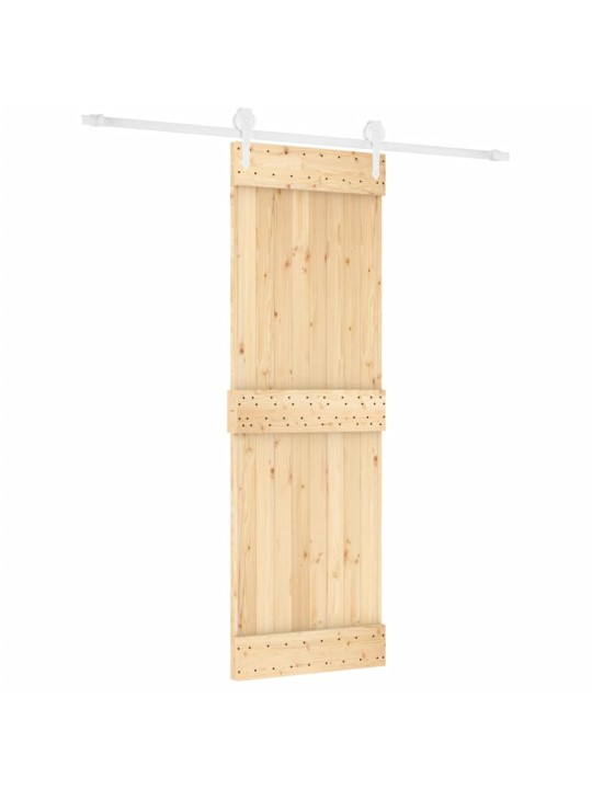 Posuvné dveře s kováním 70 x 210 cm masivní borové dřevo