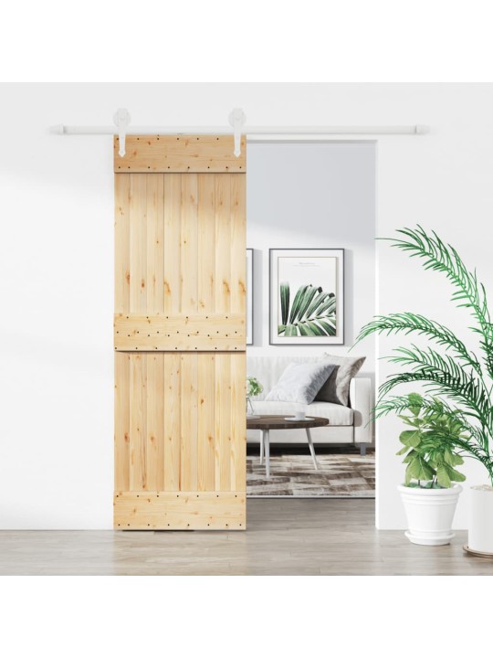 Posuvné dveře s kováním 70 x 210 cm masivní borové dřevo