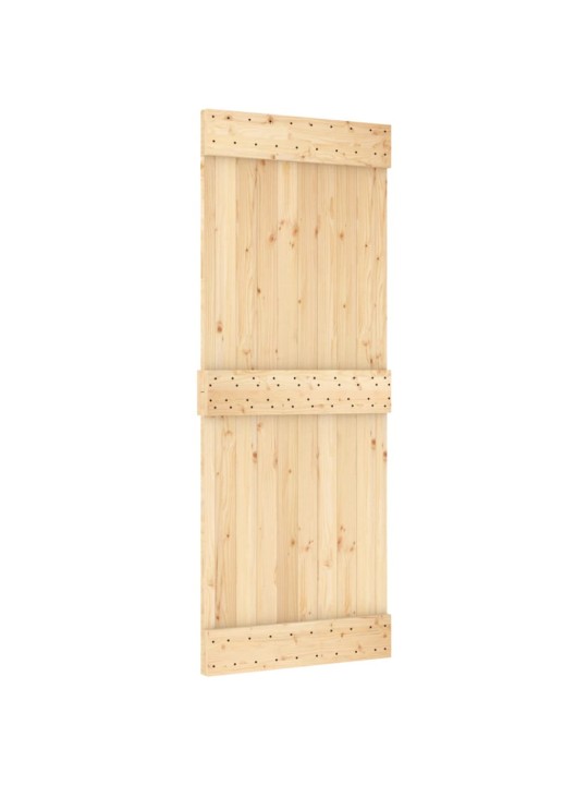Posuvné dveře s kováním 80 x 210 cm masivní borové dřevo