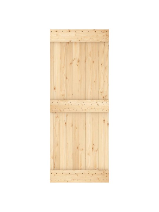 Posuvné dveře s kováním 80 x 210 cm masivní borové dřevo