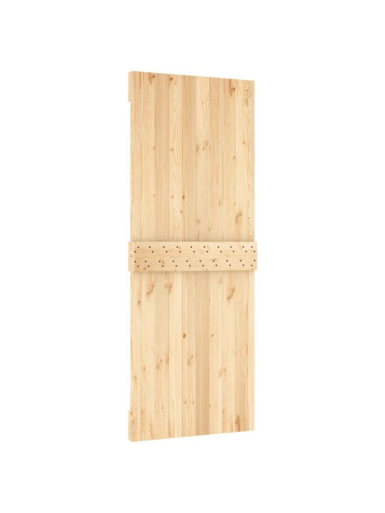 Posuvné dveře s kováním 80 x 210 cm masivní borové dřevo