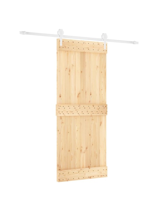 Posuvné dveře s kováním 85 x 210 cm masivní borové dřevo