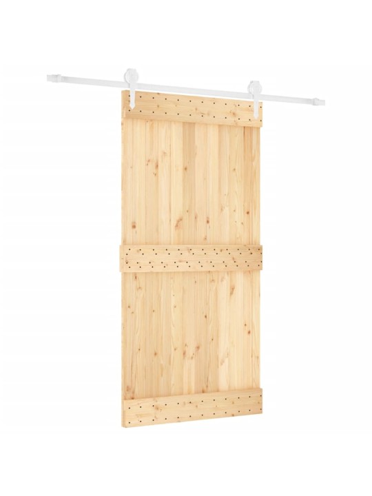 Posuvné dveře s kováním 100 x 210 cm masivní borové dřevo
