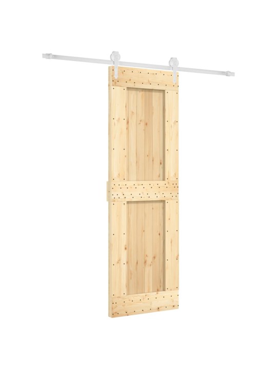 Posuvné dveře s kováním 70 x 210 cm masivní borové dřevo