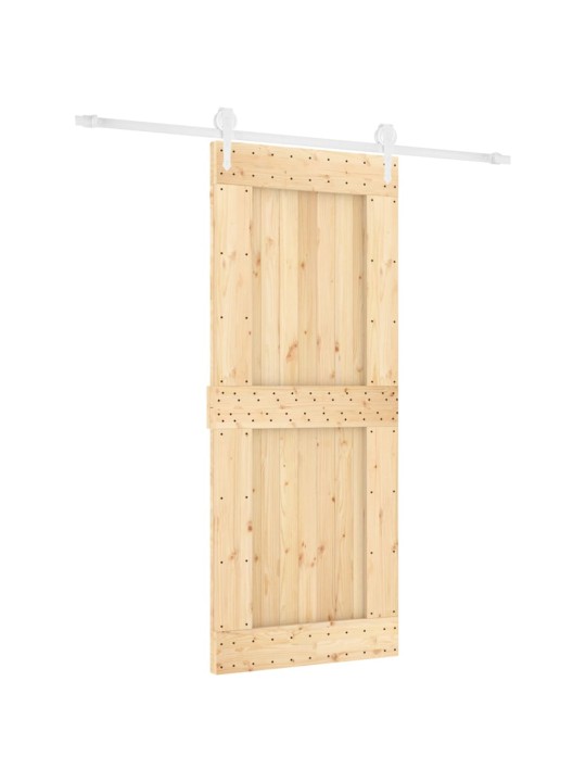 Posuvné dveře s kováním 85 x 210 cm masivní borové dřevo