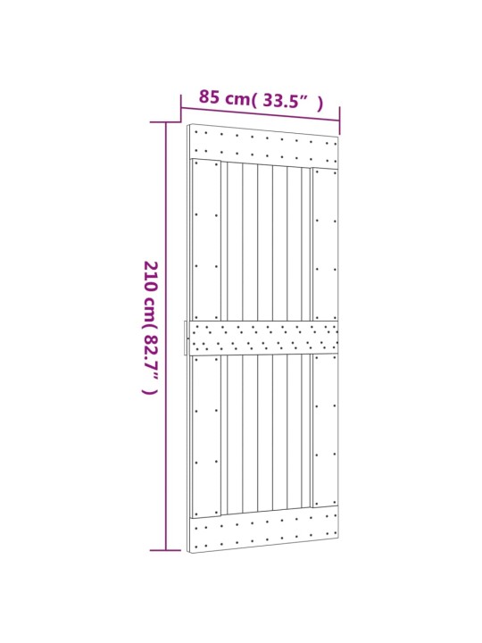 Posuvné dveře s kováním 85 x 210 cm masivní borové dřevo
