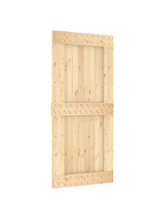Posuvné dveře s kováním 95 x 210 cm masivní borové dřevo