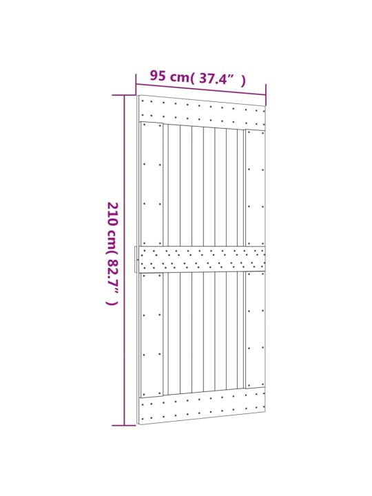 Posuvné dveře s kováním 95 x 210 cm masivní borové dřevo