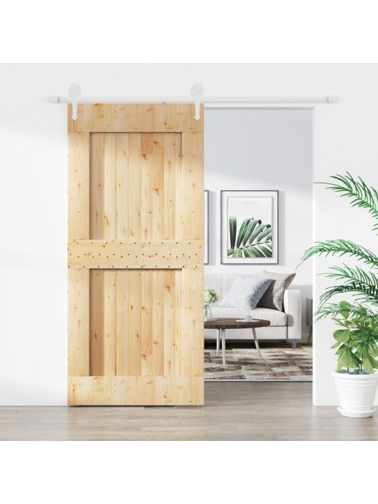 Posuvné dveře s kováním 95 x 210 cm masivní borové dřevo