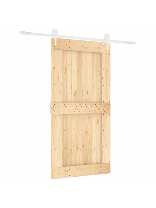 Posuvné dveře s kováním 100 x 210 cm masivní borové dřevo