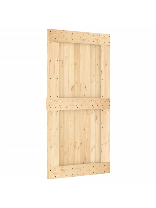 Posuvné dveře s kováním 100 x 210 cm masivní borové dřevo