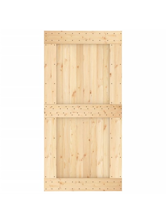Posuvné dveře s kováním 100 x 210 cm masivní borové dřevo