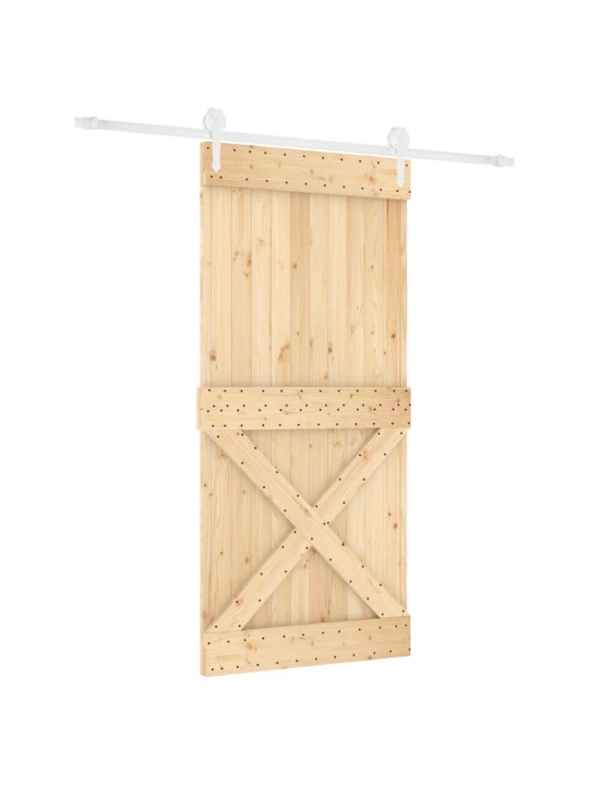 Posuvné dveře s kováním 95 x 210 cm masivní borové dřevo