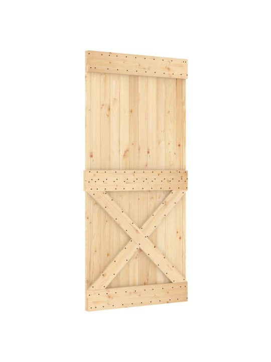 Posuvné dveře s kováním 95 x 210 cm masivní borové dřevo