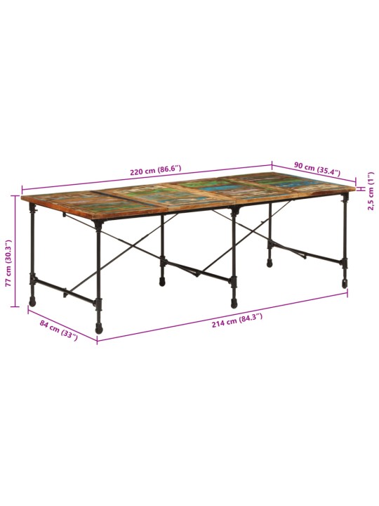 Jídelní stůl 220 x 90 x 77 cm masivní recyklované dřevo