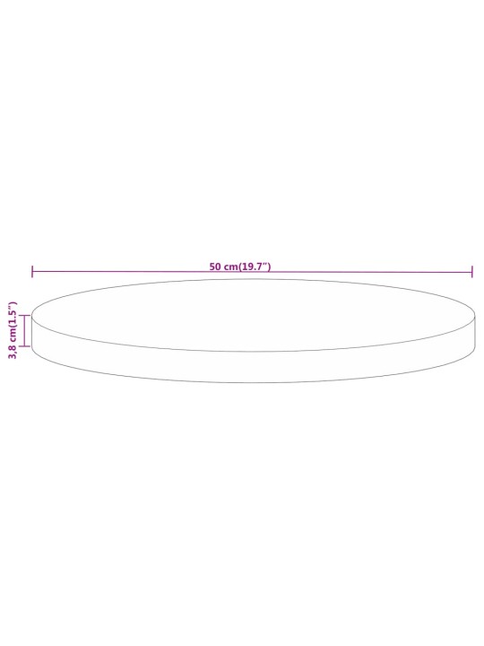 Stolní deska ø50x3,8 cm kulatá masivní hrubé mangovníkové dřevo