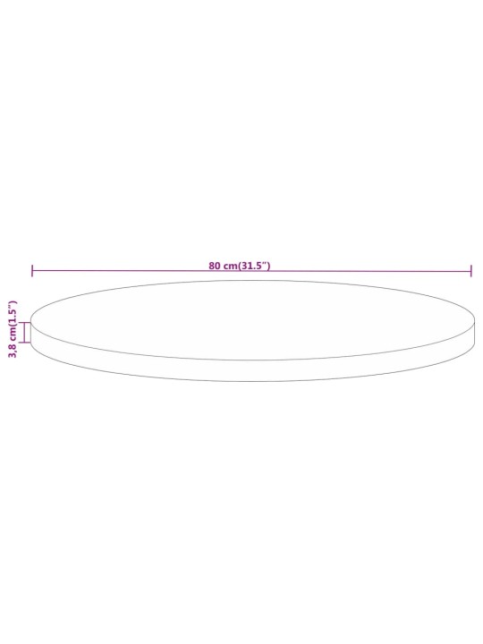 Stolní deska ø80x3,8 cm kulatá masivní hrubé mangovníkové dřevo