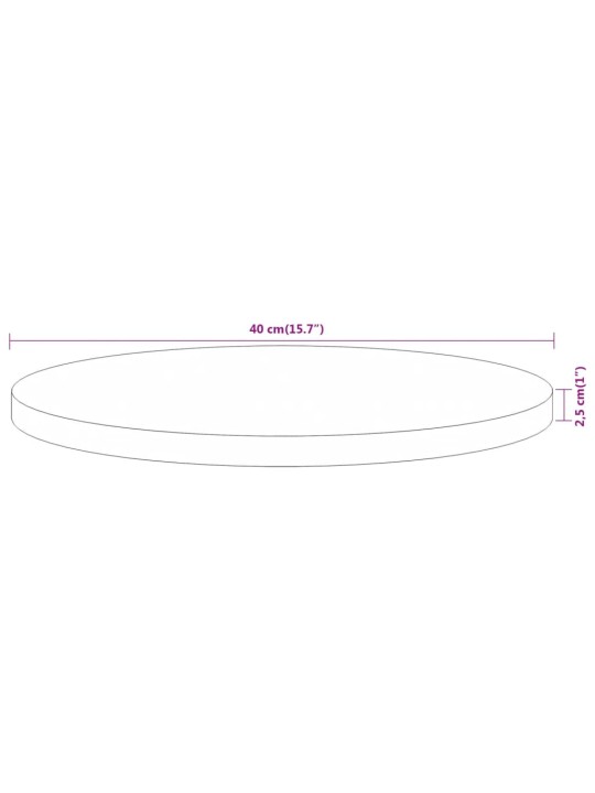 Stolní deska Ø 40 x 2,5 cm kulatá masivní akáciové dřevo