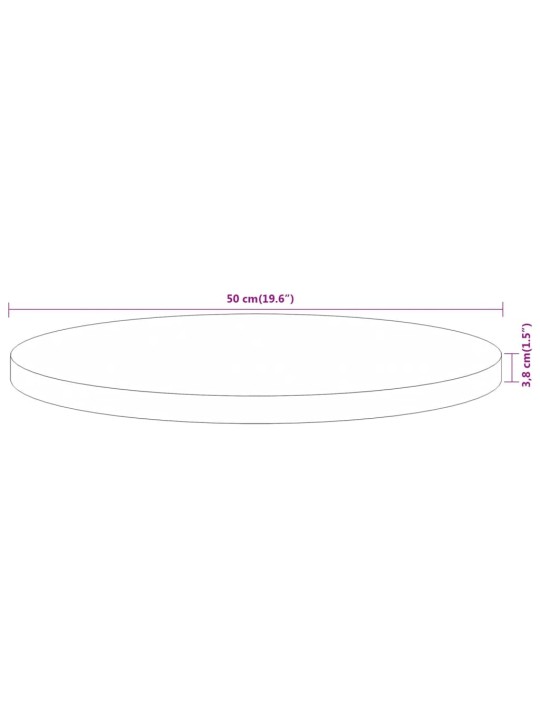 Stolní deska Ø 50 x 3,8 cm kulatá masivní akáciové dřevo