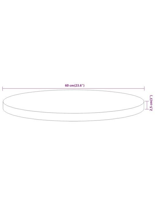Stolní deska Ø 60 x 2,5 cm kulatá masivní akáciové dřevo