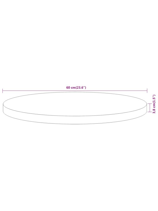 Stolní deska Ø 60 x 3,8 cm kulatá masivní akáciové dřevo