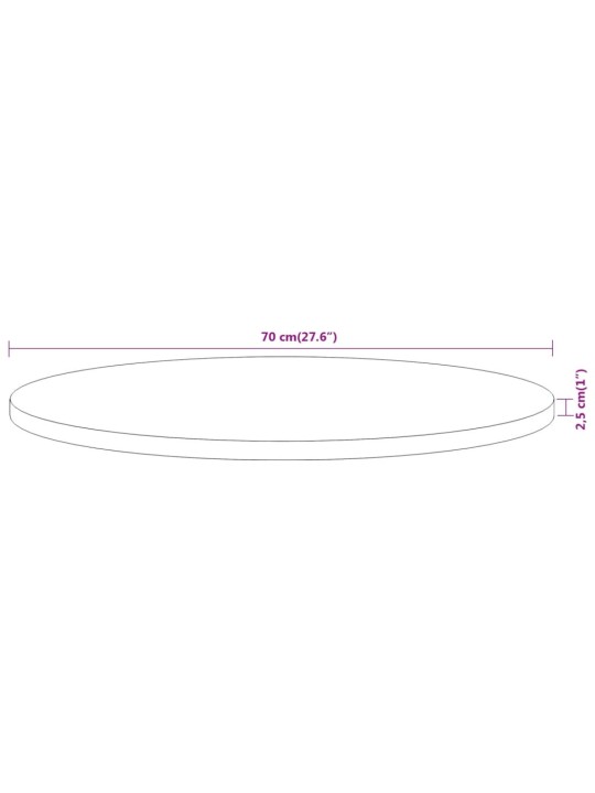 Stolní deska Ø 70 x 2,5 cm kulatá masivní akáciové dřevo