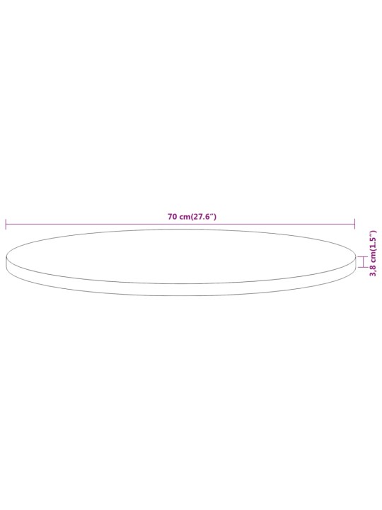 Stolní deska Ø 70 x 3,8 cm kulatá masivní akáciové dřevo