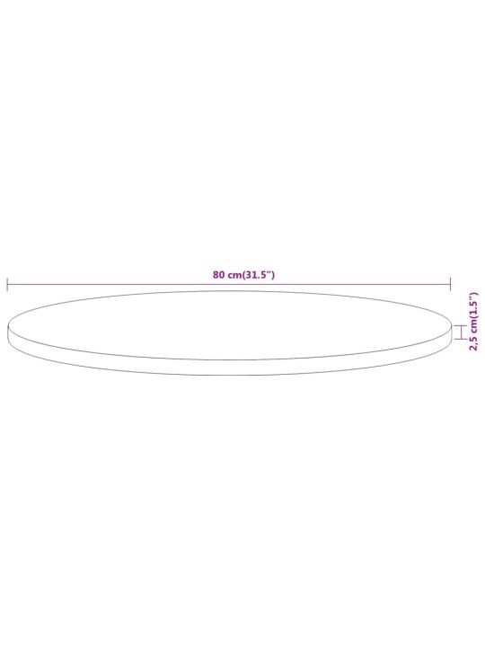 Stolní deska Ø 80 x 2,5 cm kulatá masivní akáciové dřevo