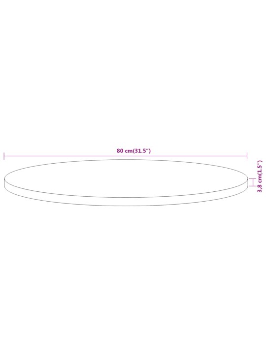 Stolní deska ø 80 x 3,8 cm kulatá masivní akáciové dřevo
